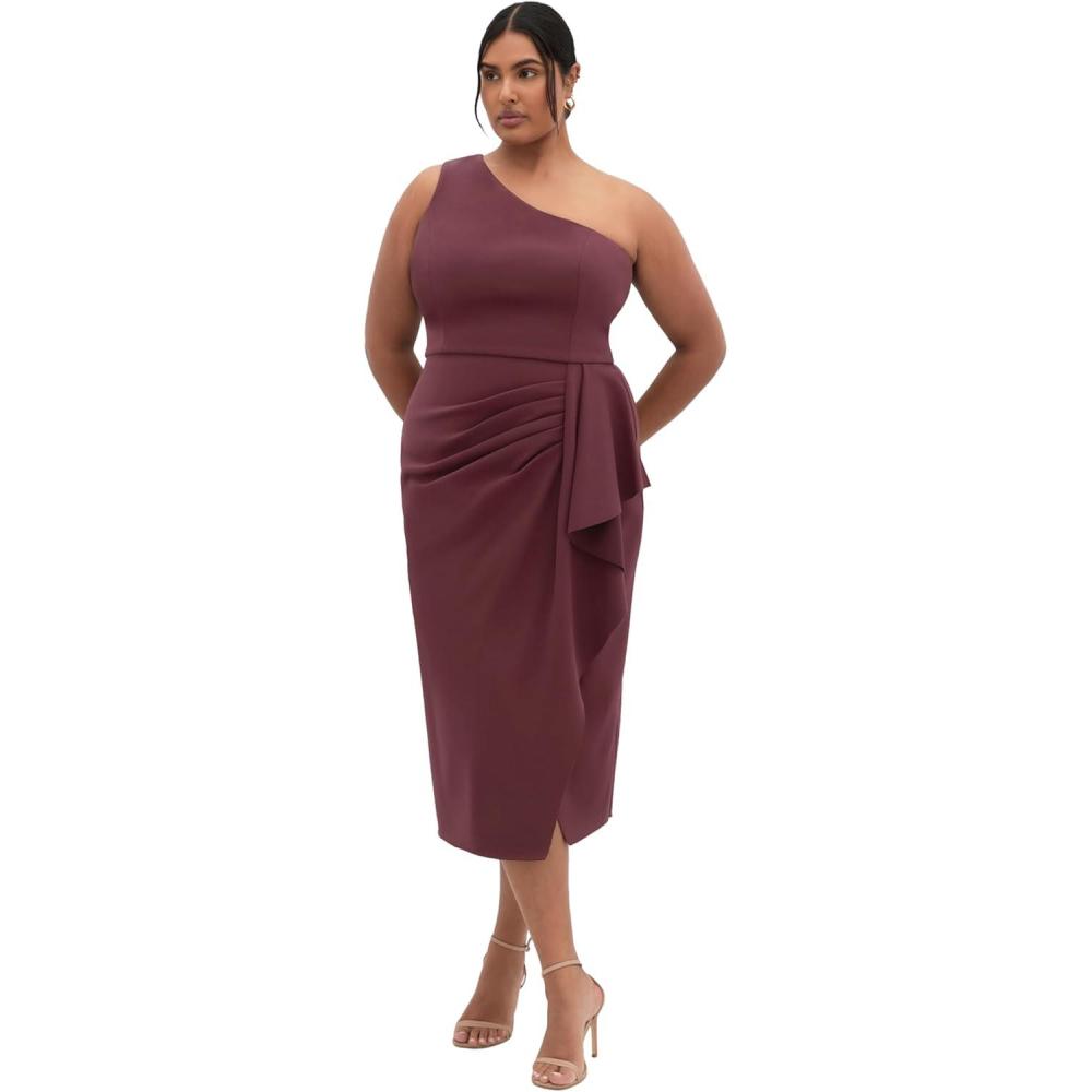 image:imageCity Chic Womens Plus Size Cocktail Dress Priyanka One ShoulderChocolate Cherry