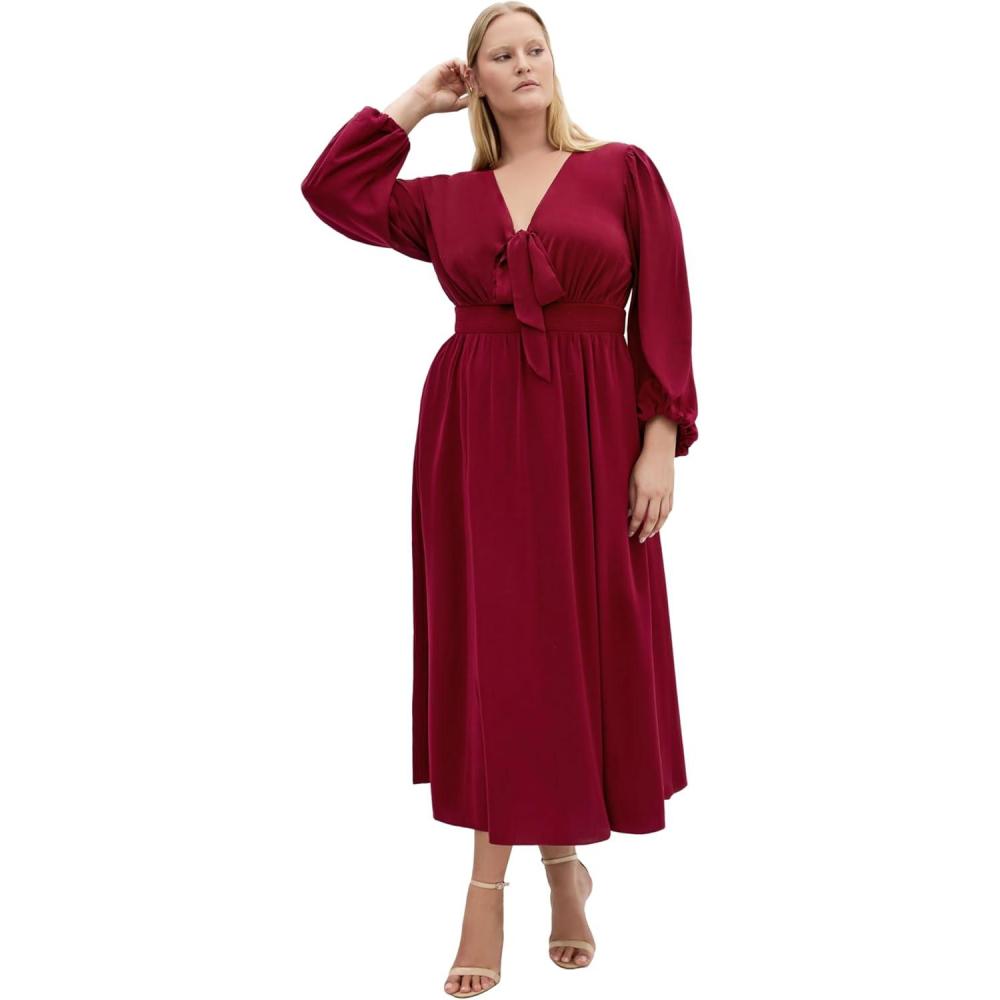 image:imageCity Chic Womens Plus Size Dress Ivanna V Neck MaxiDark Cherry