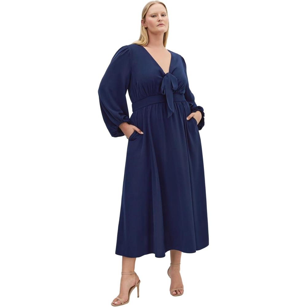 image:imageCity Chic Womens Plus Size Dress Ivanna V Neck MaxiNavy