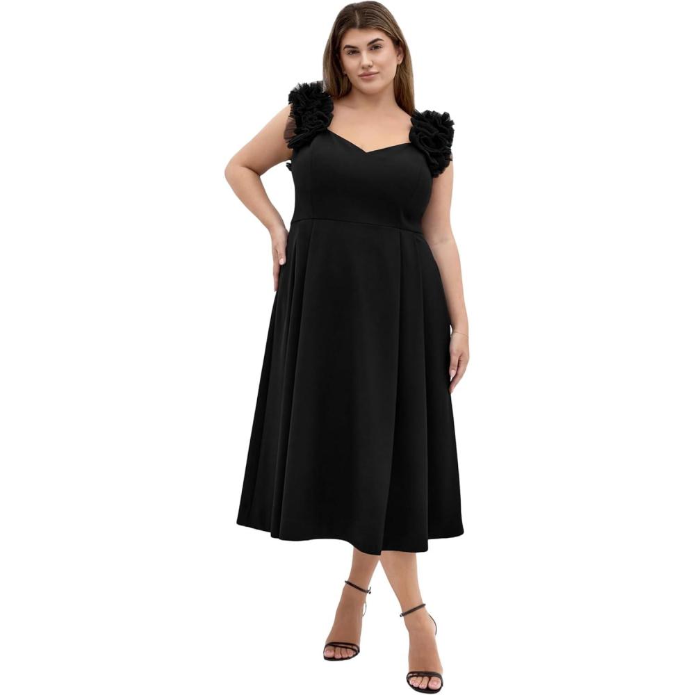 image:imageCity Chic Womens Plus Size Dress Roselyn Ruffle Tulle MidiBlack