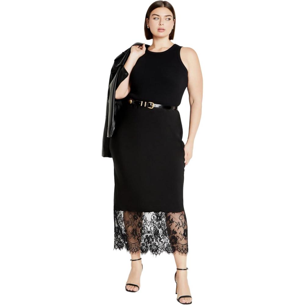 image:imageCity Chic Womens Plus Size Skirt Lace Hem FayBlack