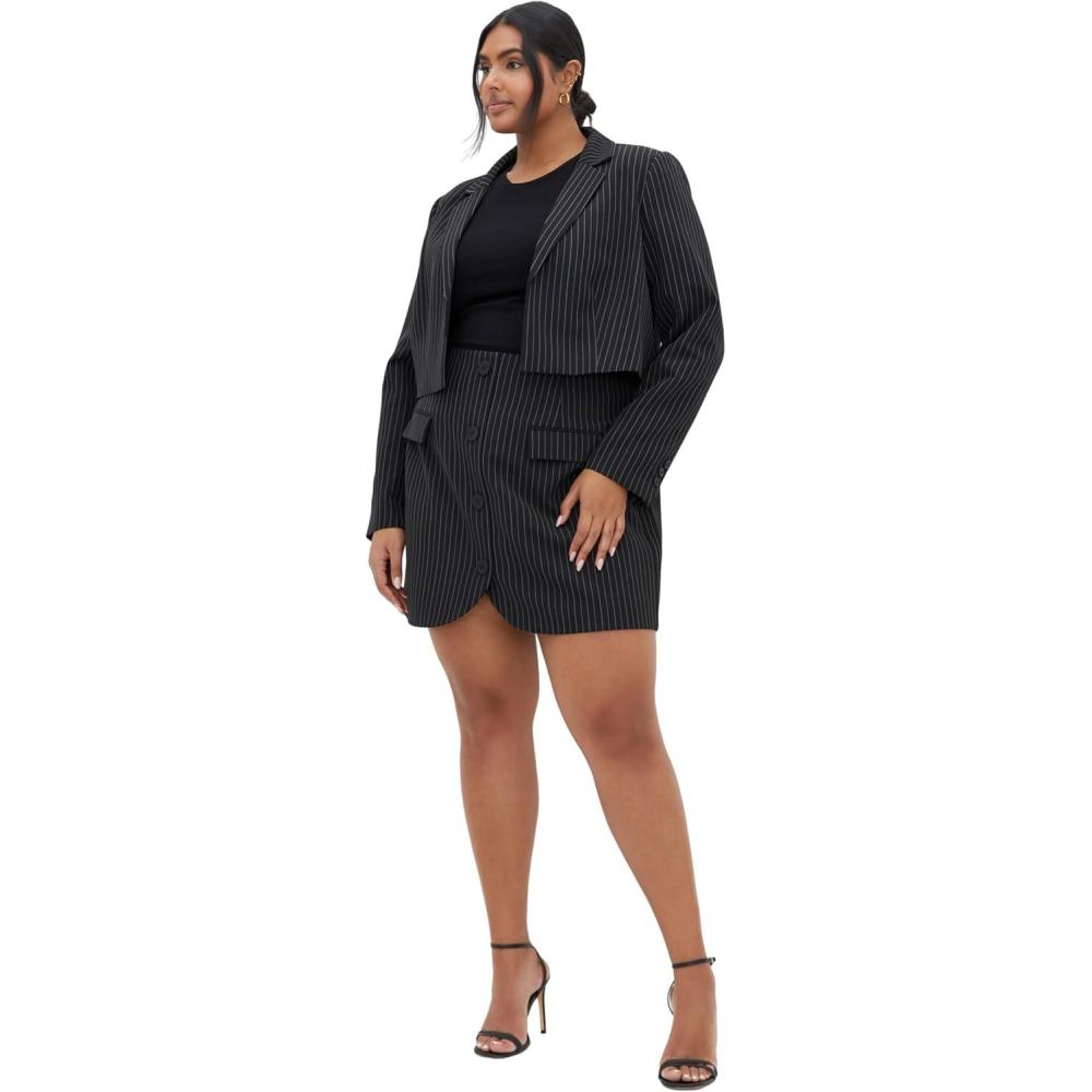 image:imageCity Chic Womens Plus Size Skirt Payton PINSTRP Black Pinstripe