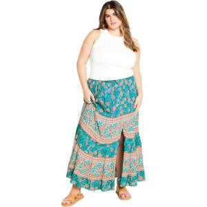 City Chic Women’s Apparel Plus Size CITYCHIC Skirt Aurora PRT, Turquoise