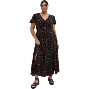 City Chic Women’s Plus Size Dress – Aliya(Blk Cherry)