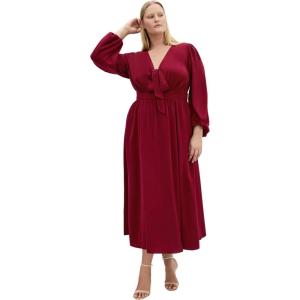 City Chic Women’s Plus Size Dress – Ivanna V Neck Maxi(Dark Cherry)