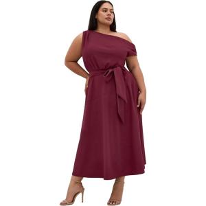 City Chic Women’s Plus Size Dress – Kate Off Shoulder Midi(Dark Cherry)