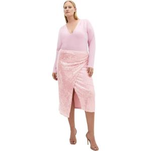 City Chic Women’s Plus Size Skirt – Sequin Midi(Soft Pink)