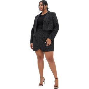 City Chic Women’s Plus Size Skirt Payton PINSTRP, Black Pinstripe