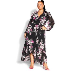 CITY CHIC Plus Size Dress, Samara Maxi Dress(Black Full Bloom)