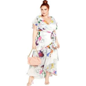 City Chic Plus Size Margot Maxi Dress(Bright Romance Fl)