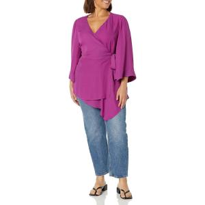 City Chic Plus Size Shibara Vibes Top, Magenta Pink(Magenta)