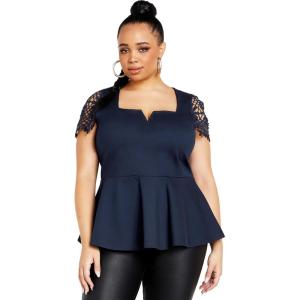City Chic Women’s Plus Size Amy Top(Navy)