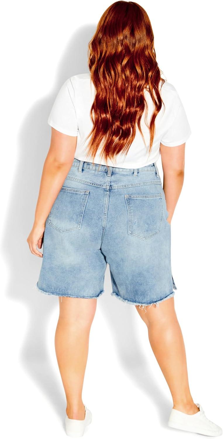 image:imageCity Chic Womens Plus Size Short Supa SplitLight Wash