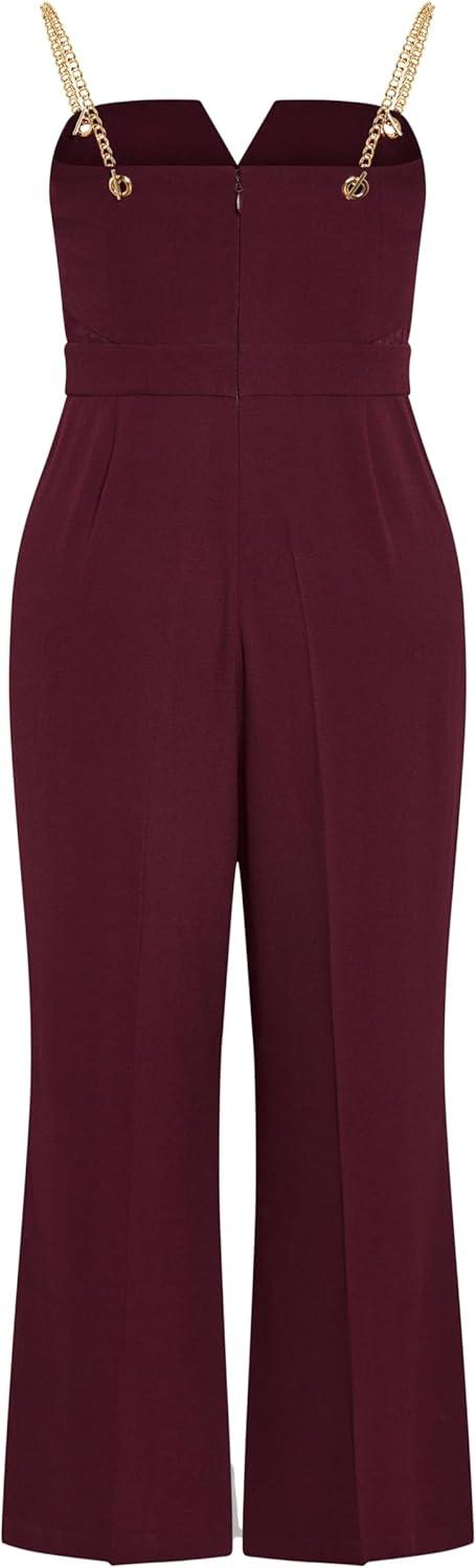 image:imageCity Chic Womens Plus Size Jumpsuit Ann Chain Sleeveless Wide LegOxblood