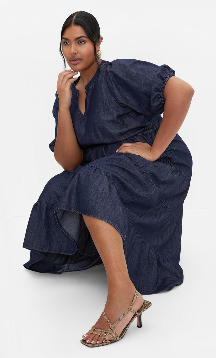 image:imageCity Chic Womens Plus Size Dress AugustDark Denim