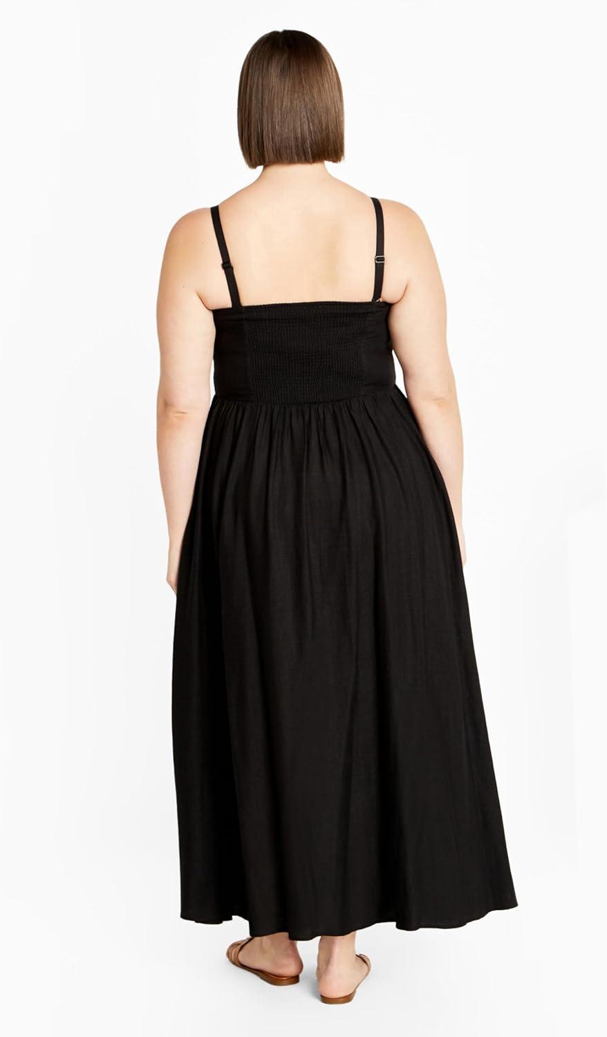 image:imageCity Chic Womens Plus Size Simone Plain Maxi DressBlack