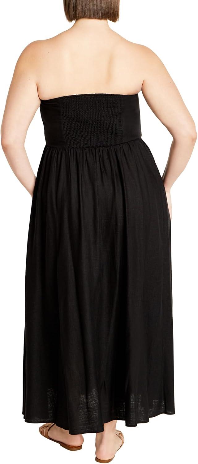 image:imageCity Chic Womens Plus Size Simone Plain Maxi DressBlack