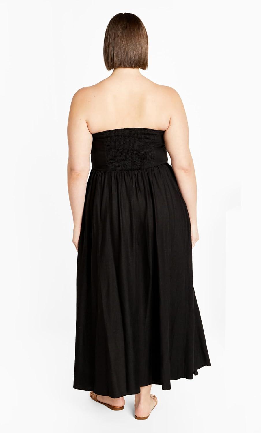 image:imageCity Chic Womens Plus Size Simone Plain Maxi DressBlack