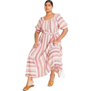 City Chic Plus Size Dress, Jemima Dress(Cosmos Stripe)