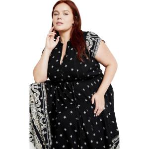 City Chic Plus Size Dress, Sky Maxi Dress(Blk Wild Love)