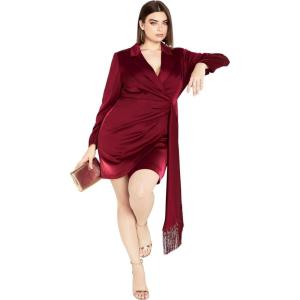 City Chic Women’s Plus Size Elora Dress(Berry)