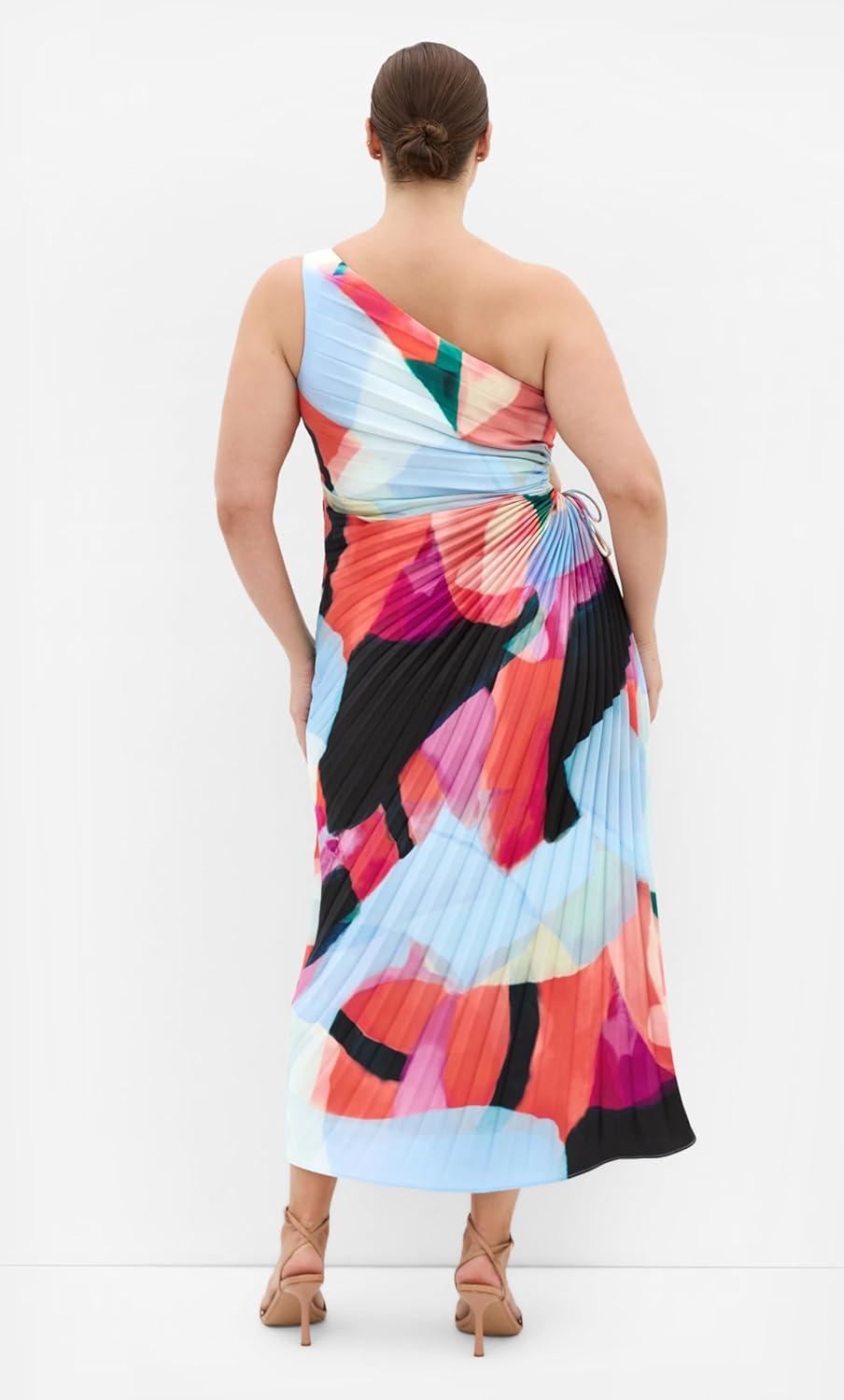 image:imageCity Chic Plus Size Dress Aliza Aspect Print Pleat MaxiAspect