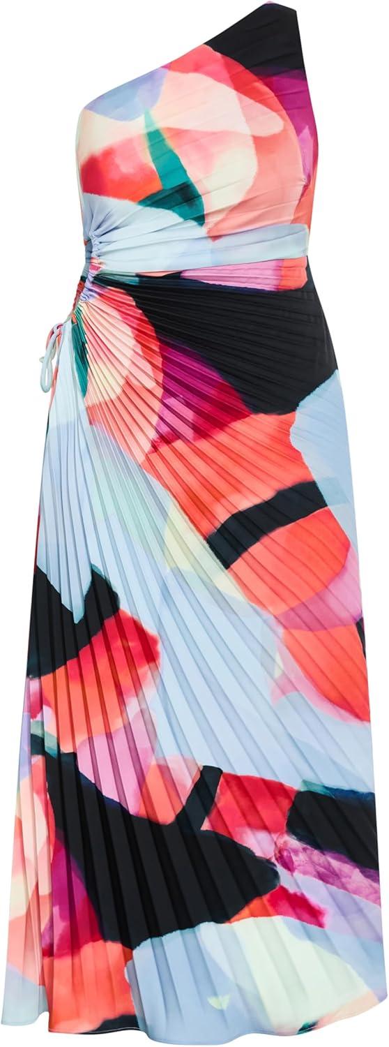 image:imageCity Chic Plus Size Dress Aliza Aspect Print Pleat MaxiAspect
