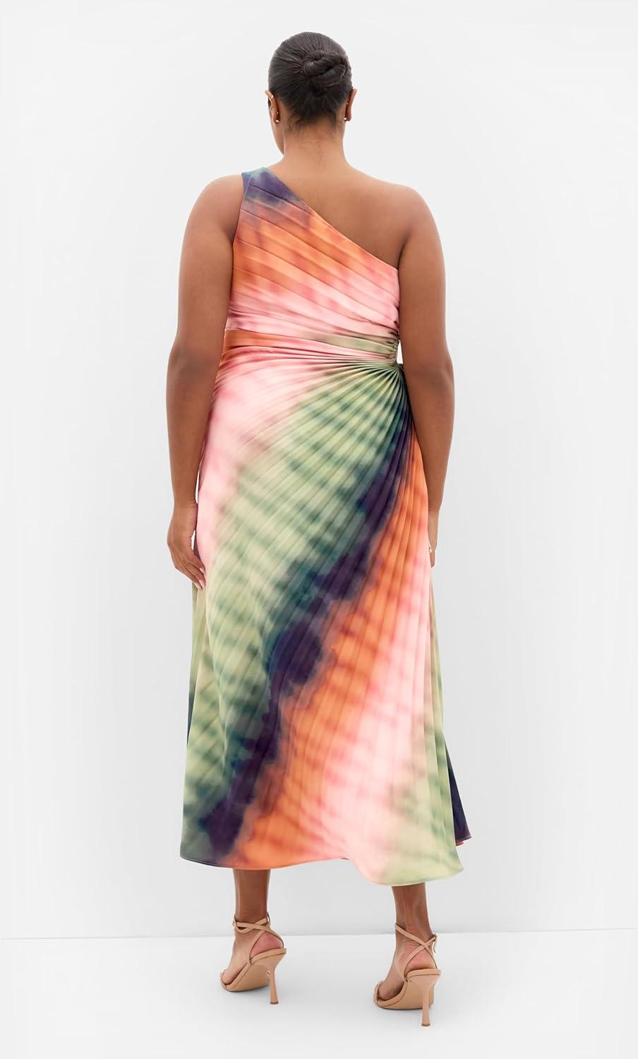 image:imageCity Chic Plus Size Dress Aliza Aspect Print Pleat MaxiSunset Ombre
