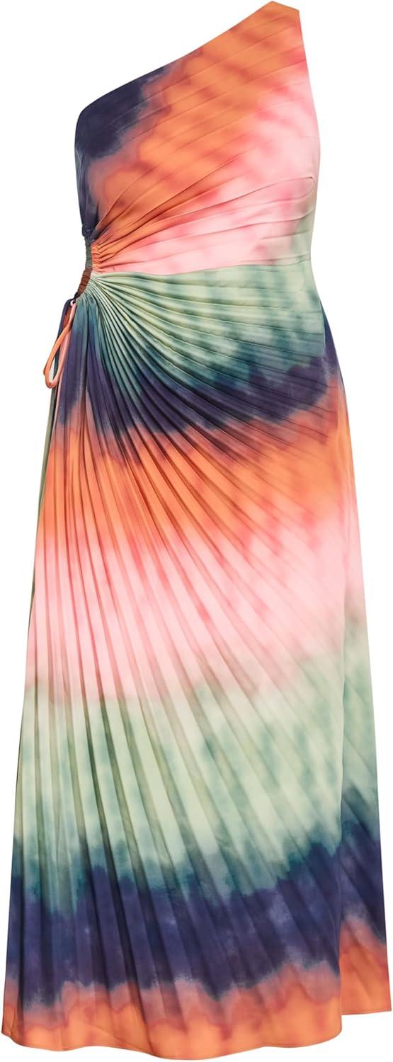 image:imageCity Chic Plus Size Dress Aliza Aspect Print Pleat MaxiSunset Ombre