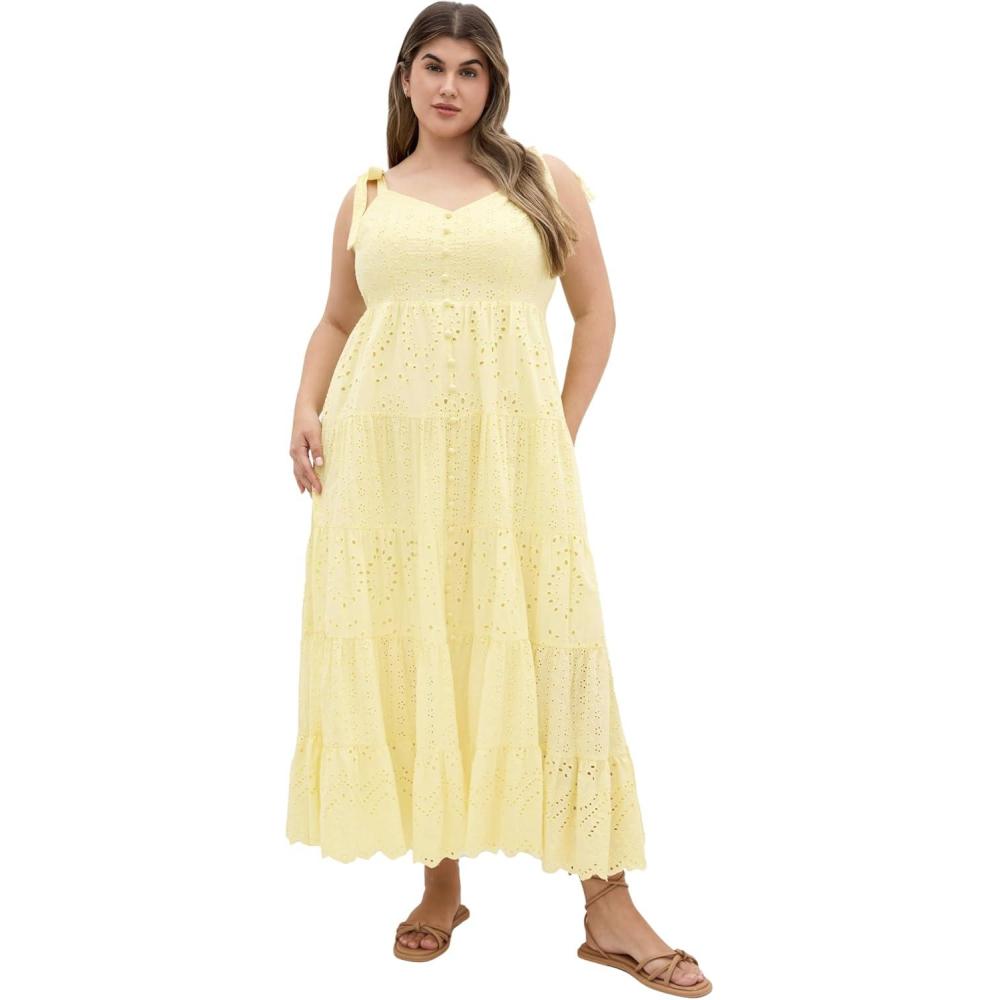 image:imageCity Chic Plus Size Dress Allegra Embroidered TierLemon Drop