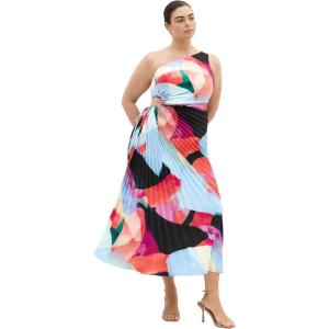 City Chic Plus Size Dress – Aliza Aspect Print Pleat Maxi(Aspect)