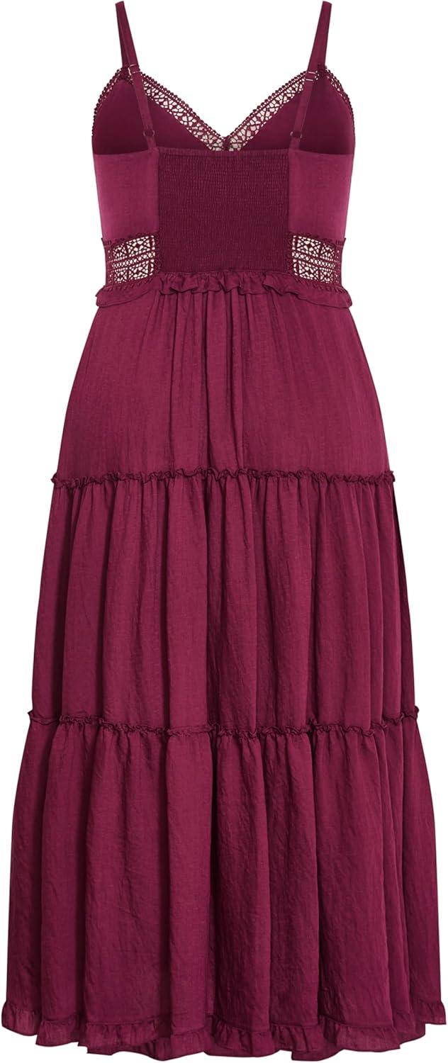 image:imageCity Chic Plus Size Dress Ayla Crochet Tier MaxiPomegranate