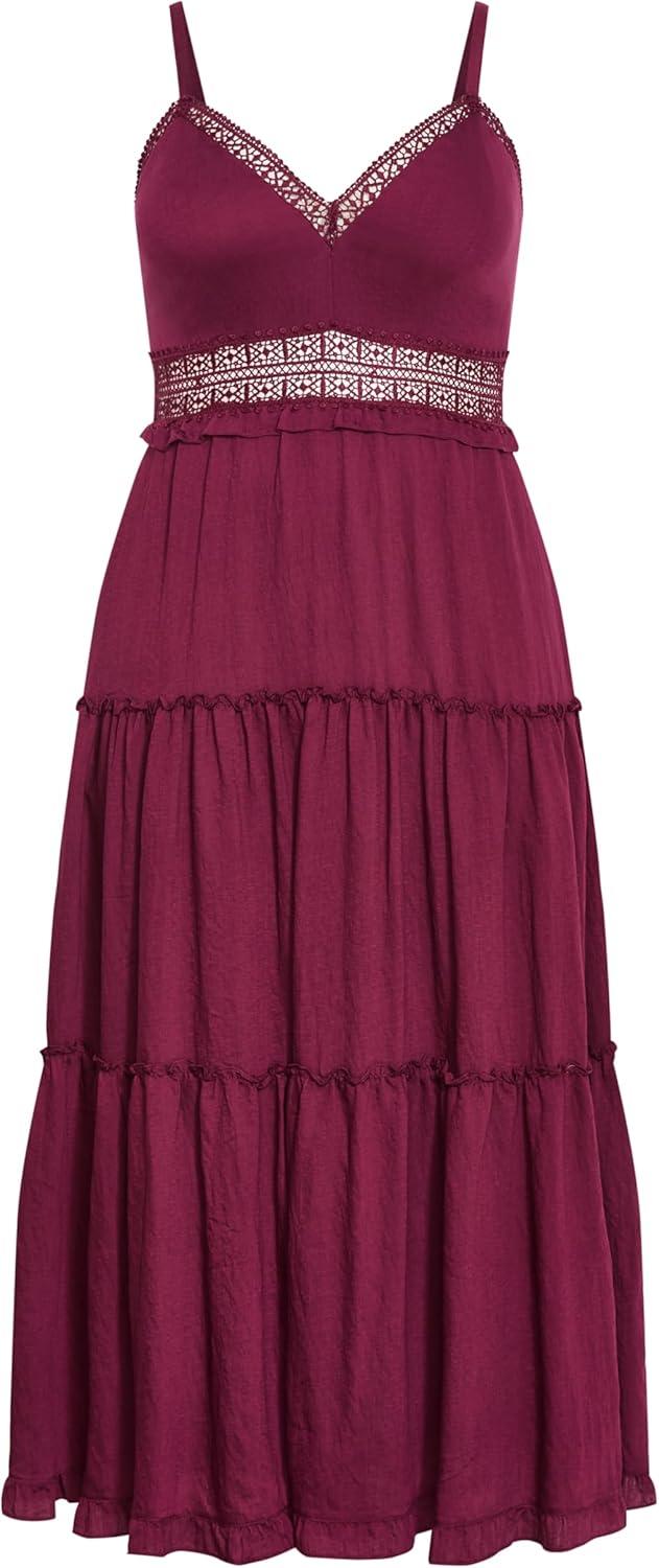 image:imageCity Chic Plus Size Dress Ayla Crochet Tier MaxiPomegranate