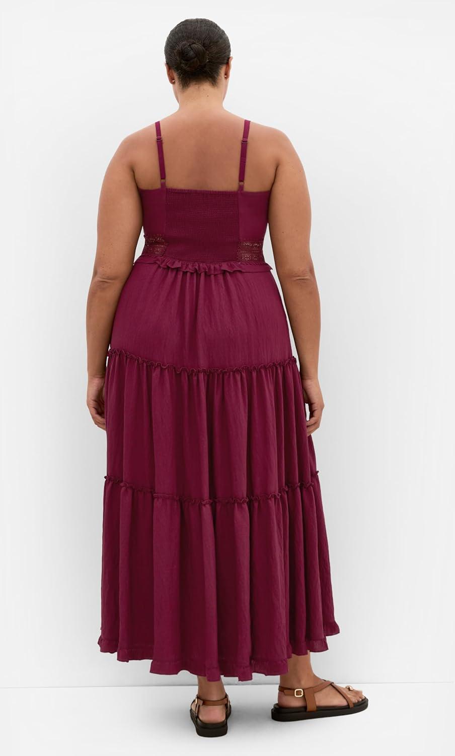 image:imageCity Chic Plus Size Dress Ayla Crochet Tier MaxiPomegranate