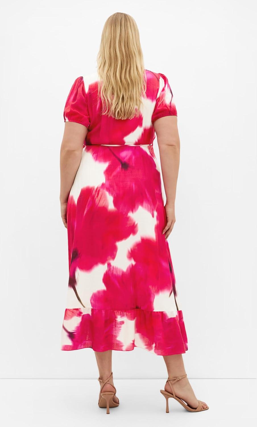 image:imageCity Chic Plus Size Dress Bea Floral Wrap MidiPink