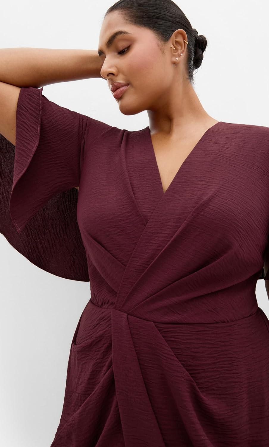image:imageCity Chic Plus Size Dress Braelynn Drape MaxiDark Cherry