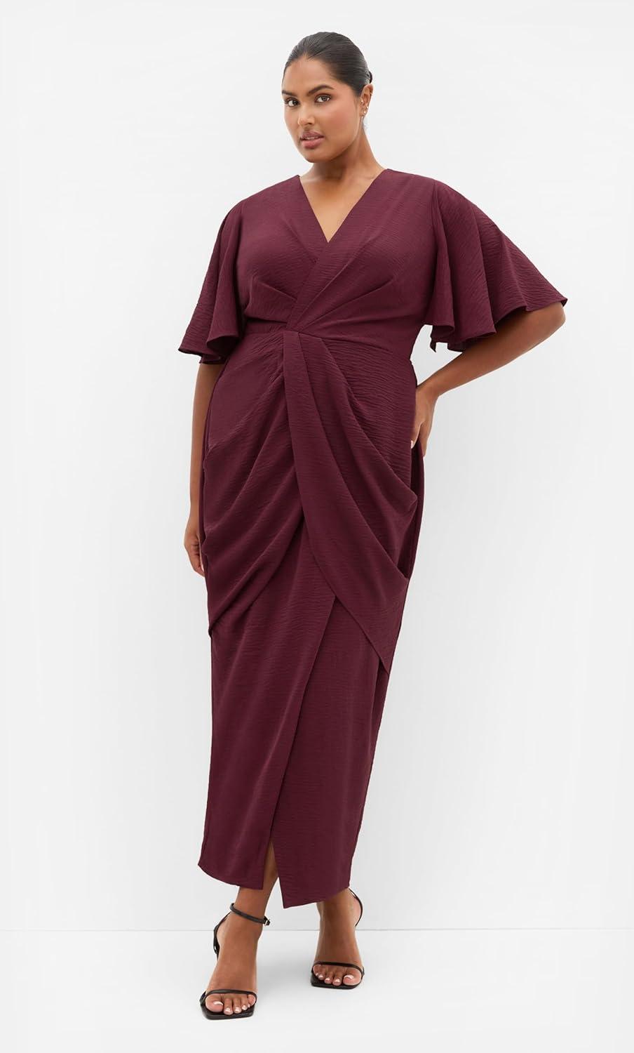 image:imageCity Chic Plus Size Dress Braelynn Drape MaxiDark Cherry