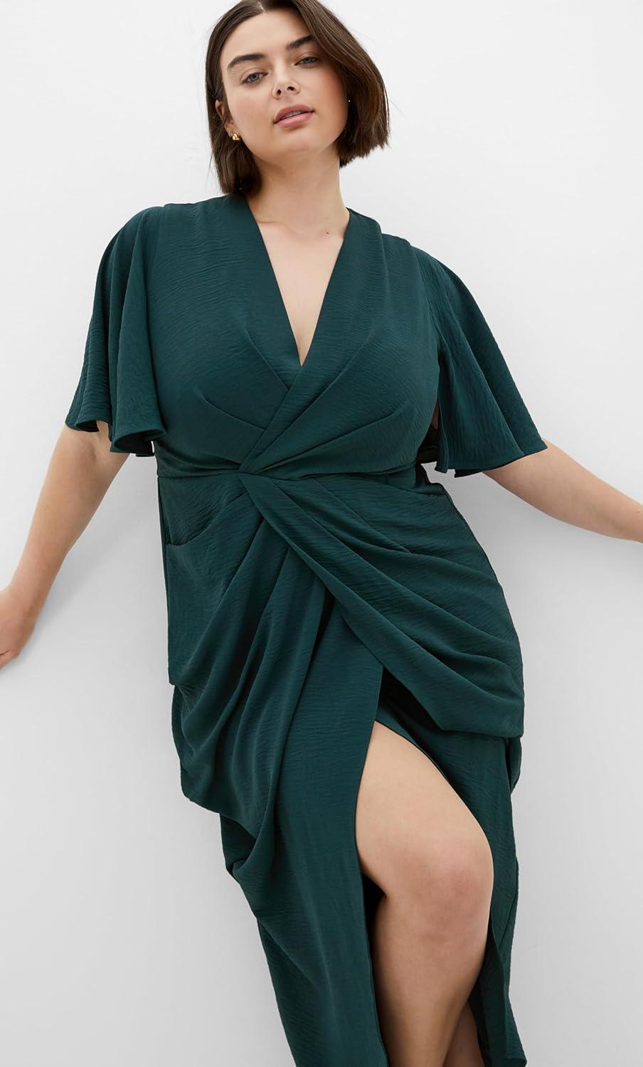 image:imageCity Chic Plus Size Dress Braelynn Drape MaxiEmerald