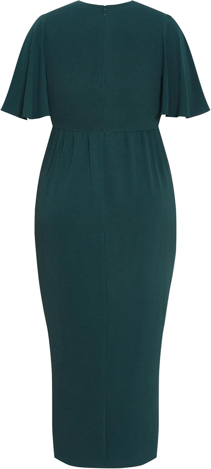 image:imageCity Chic Plus Size Dress Braelynn Drape MaxiEmerald