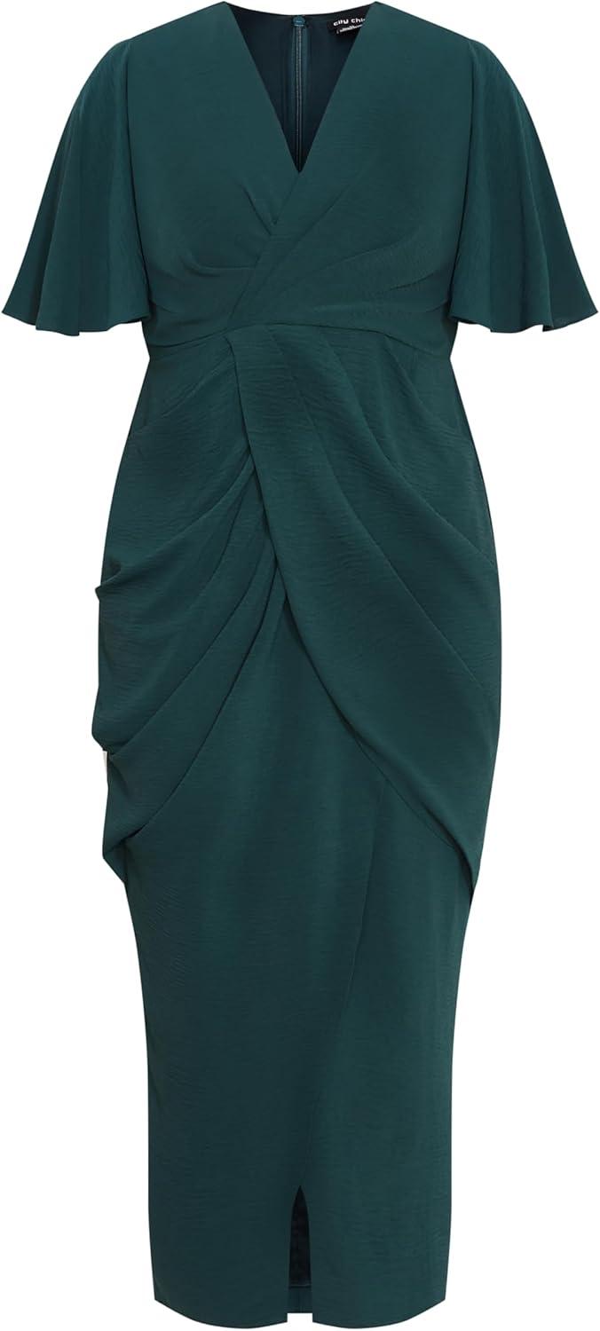 image:imageCity Chic Plus Size Dress Braelynn Drape MaxiEmerald