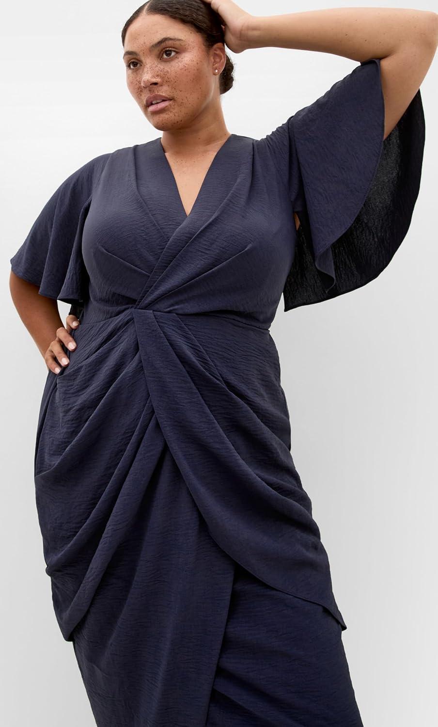 image:imageCity Chic Plus Size Dress Braelynn Drape MaxiNavy