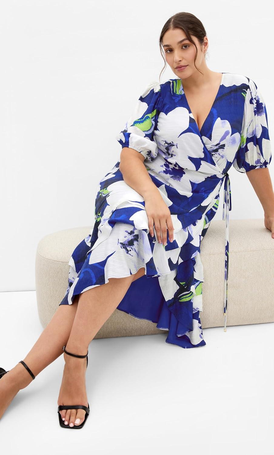 image:imageCity Chic Plus Size Dress Bri Blossom Print WrapLimelight Floral