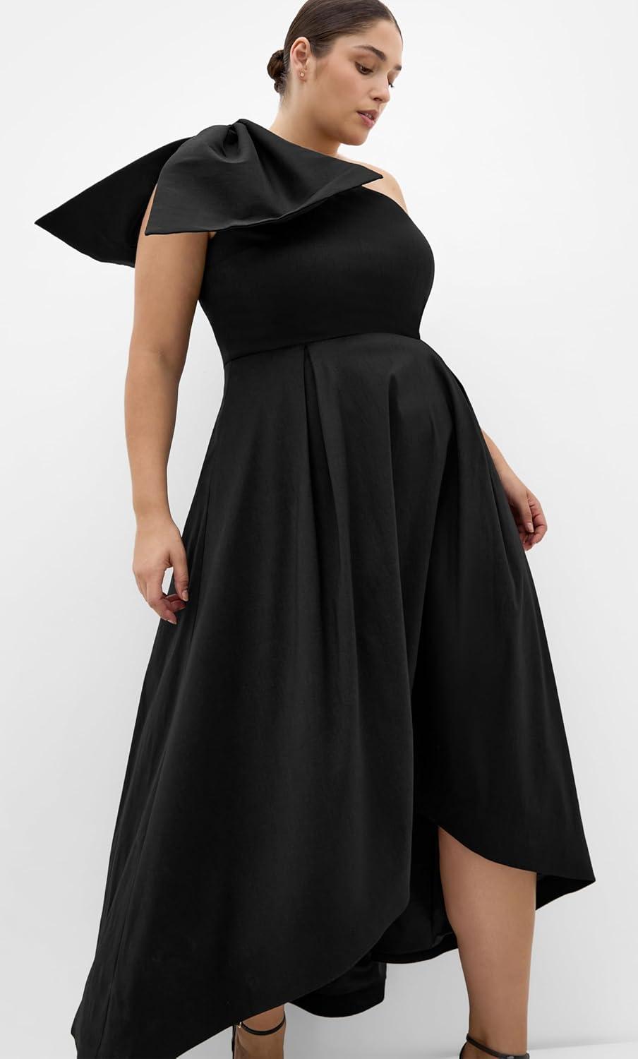 image:imageCity Chic Plus Size Dress Captivate One Shoulder Hi LoBlack
