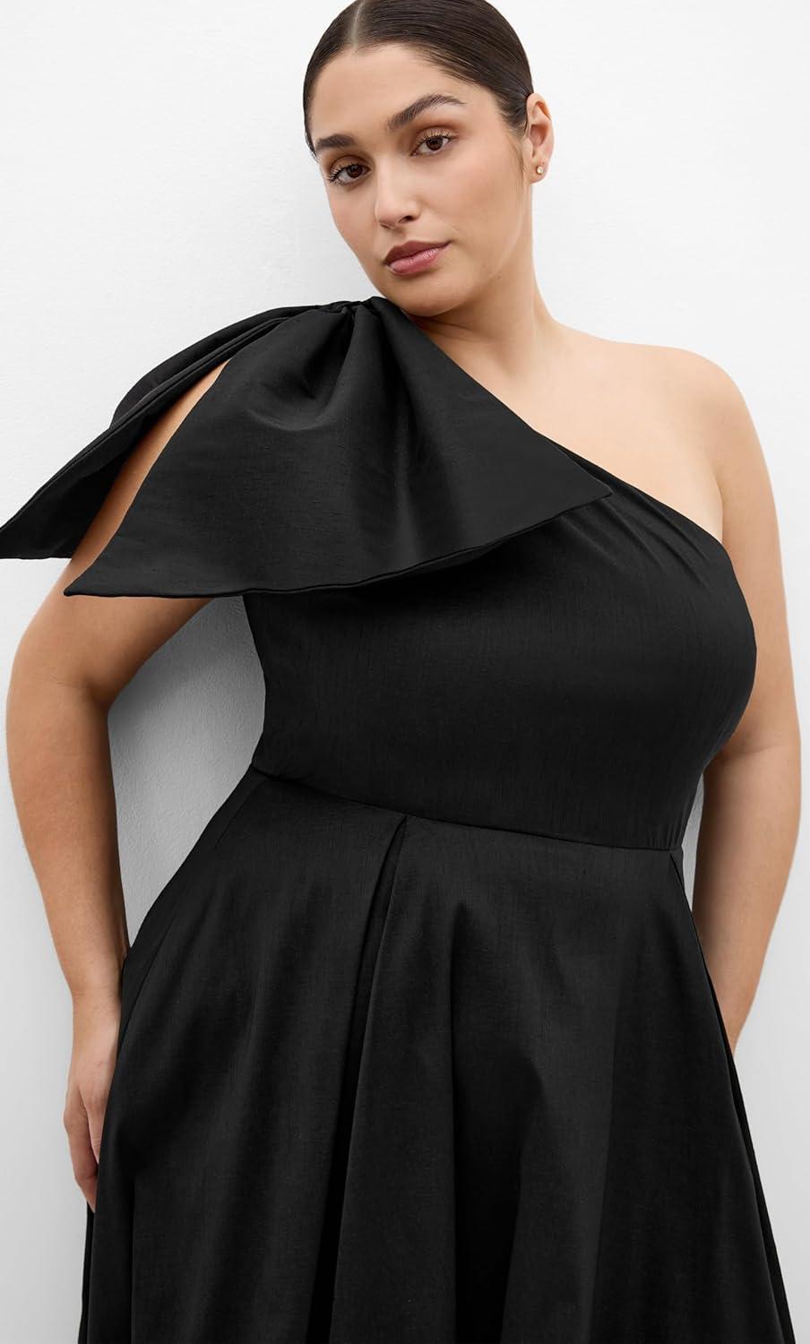 image:imageCity Chic Plus Size Dress Captivate One Shoulder Hi LoBlack
