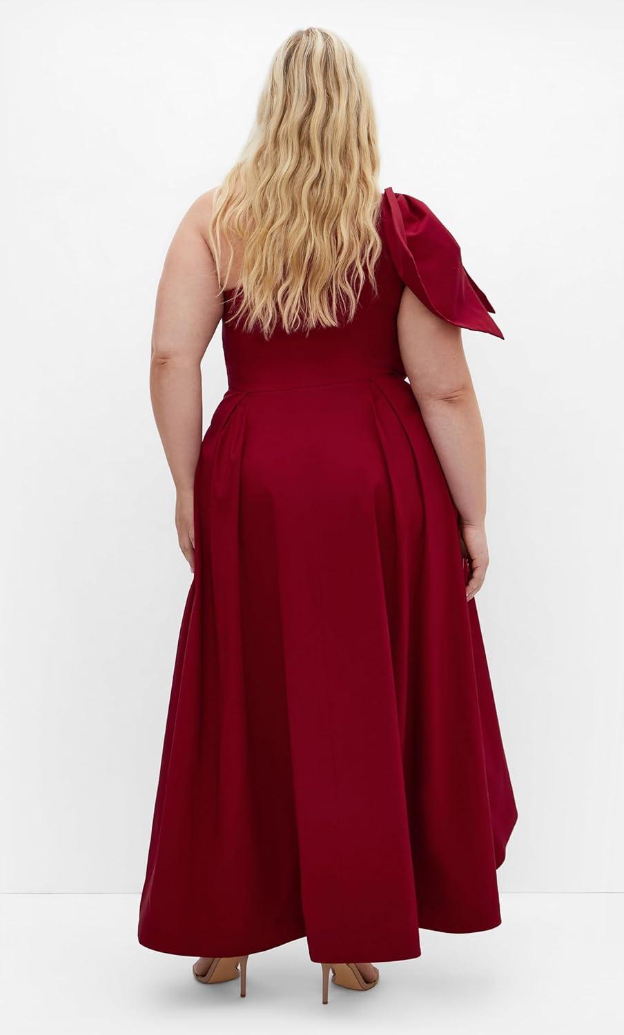 image:imageCity Chic Plus Size Dress Captivate One Shoulder Hi LoTrue Red