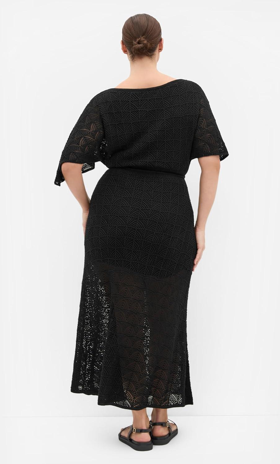 image:imageCity Chic Plus Size Dress Cassie Crochet KnitBlack