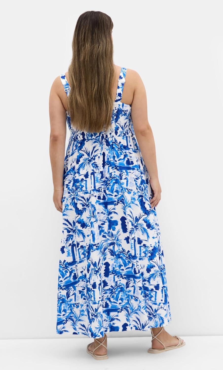 image:imageCity Chic Plus Size Dress Collins Palm Print MaxiBlue Palm