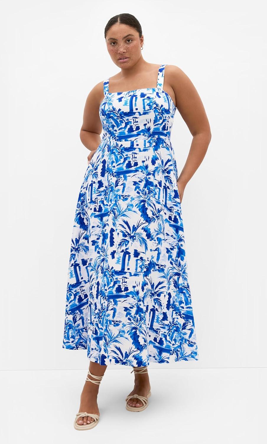 image:imageCity Chic Plus Size Dress Collins Palm Print MaxiBlue Palm