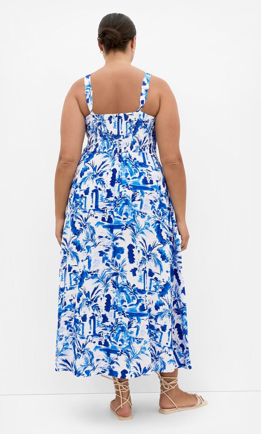 image:imageCity Chic Plus Size Dress Collins Palm Print MaxiBlue Palm