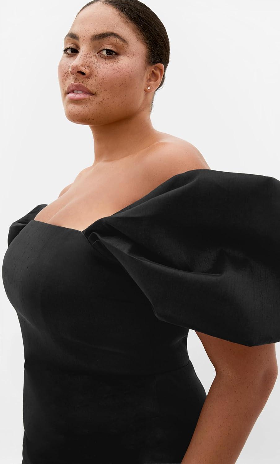 image:imageCity Chic Plus Size Dress Elyse Off Shoulder MidiBlack
